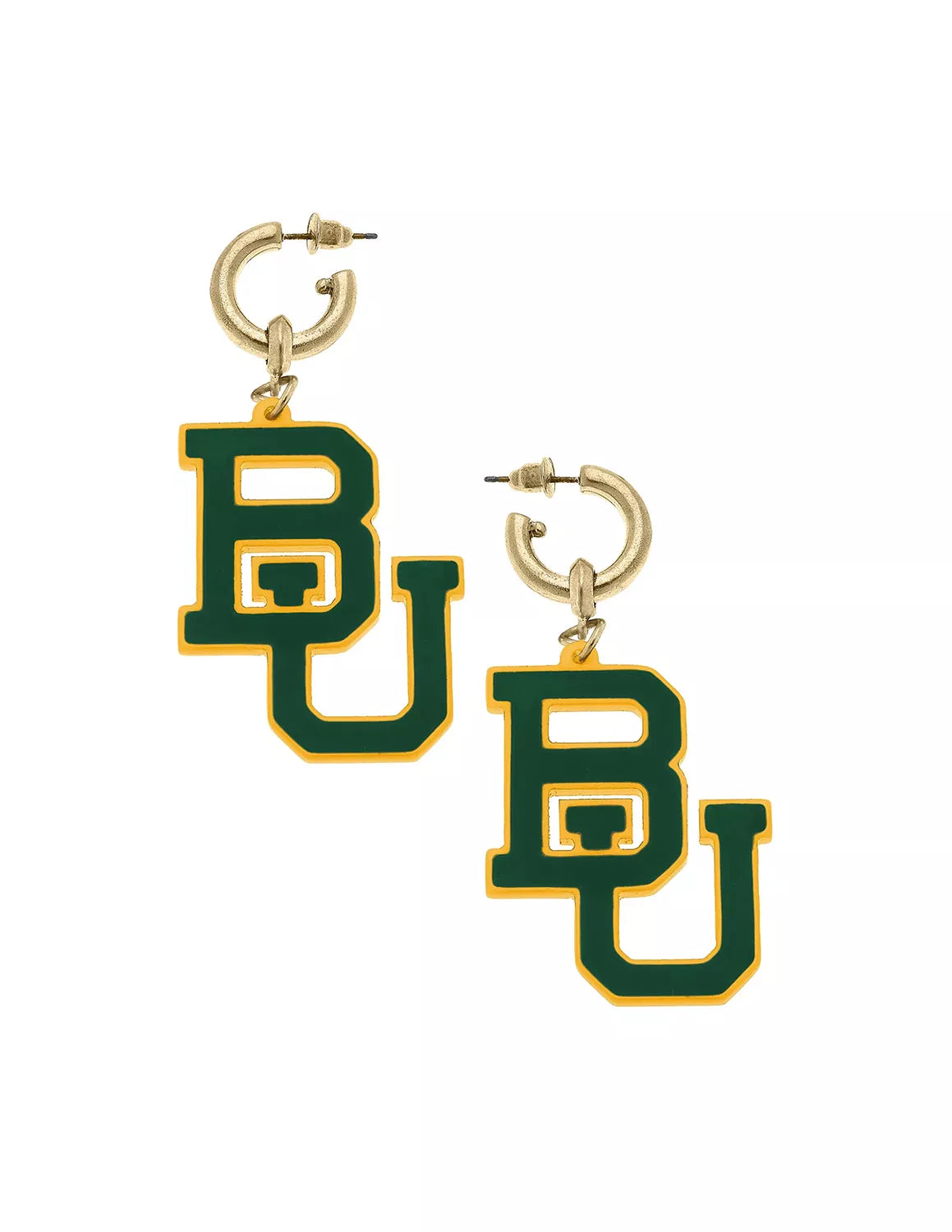 BU Resin Logo Drop Hoop Earrings