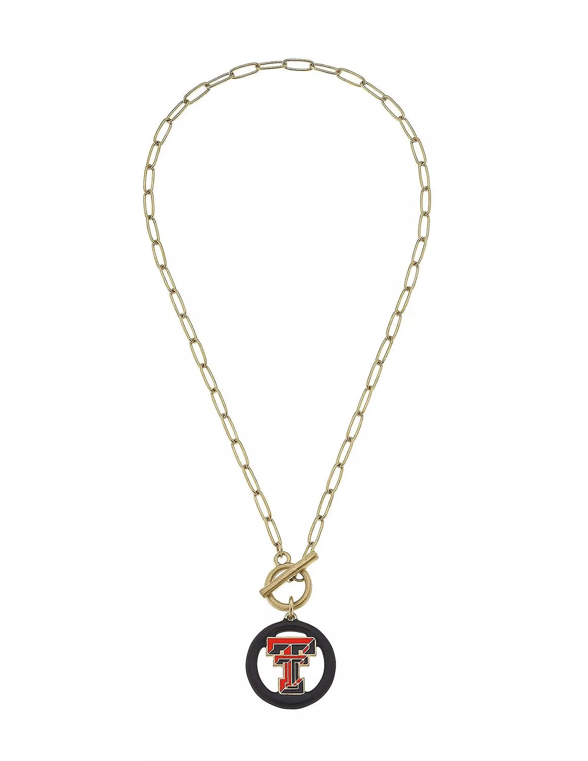 TTU Logo Enamel T-Bar Necklace