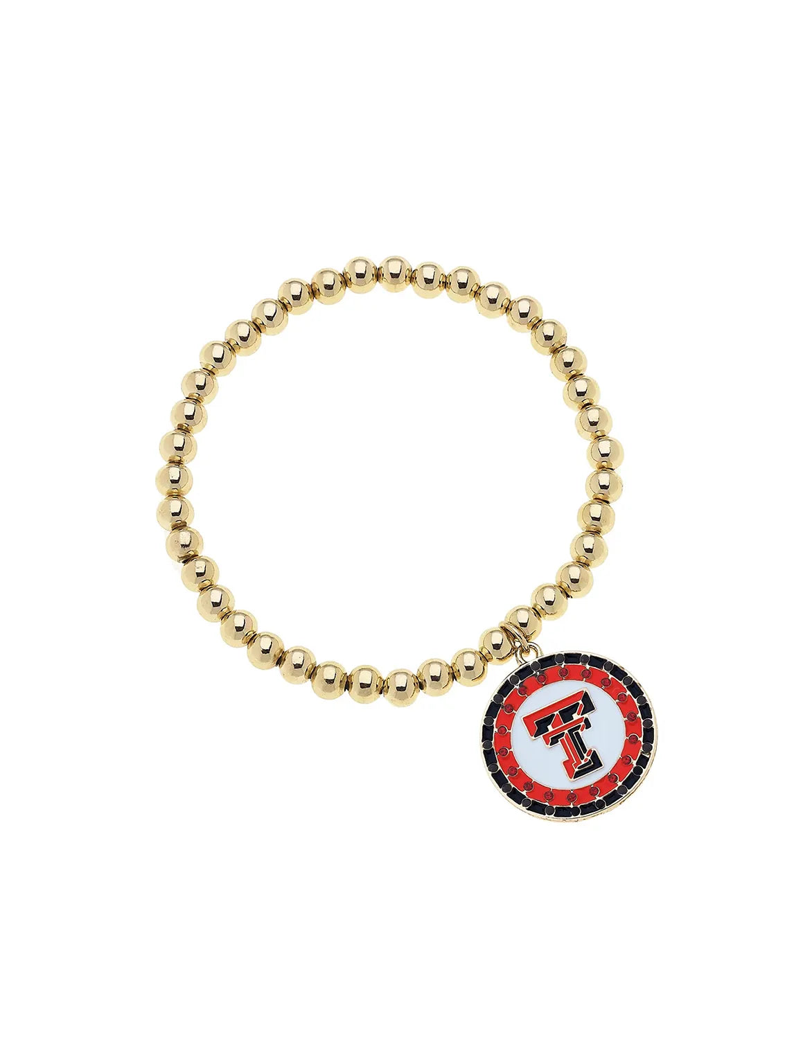 TTU Pave Disc Ball Bead Stretch Bracelet