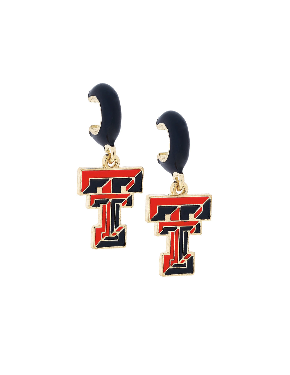 TTU Enamel Logo Huggie Hoop Earrings