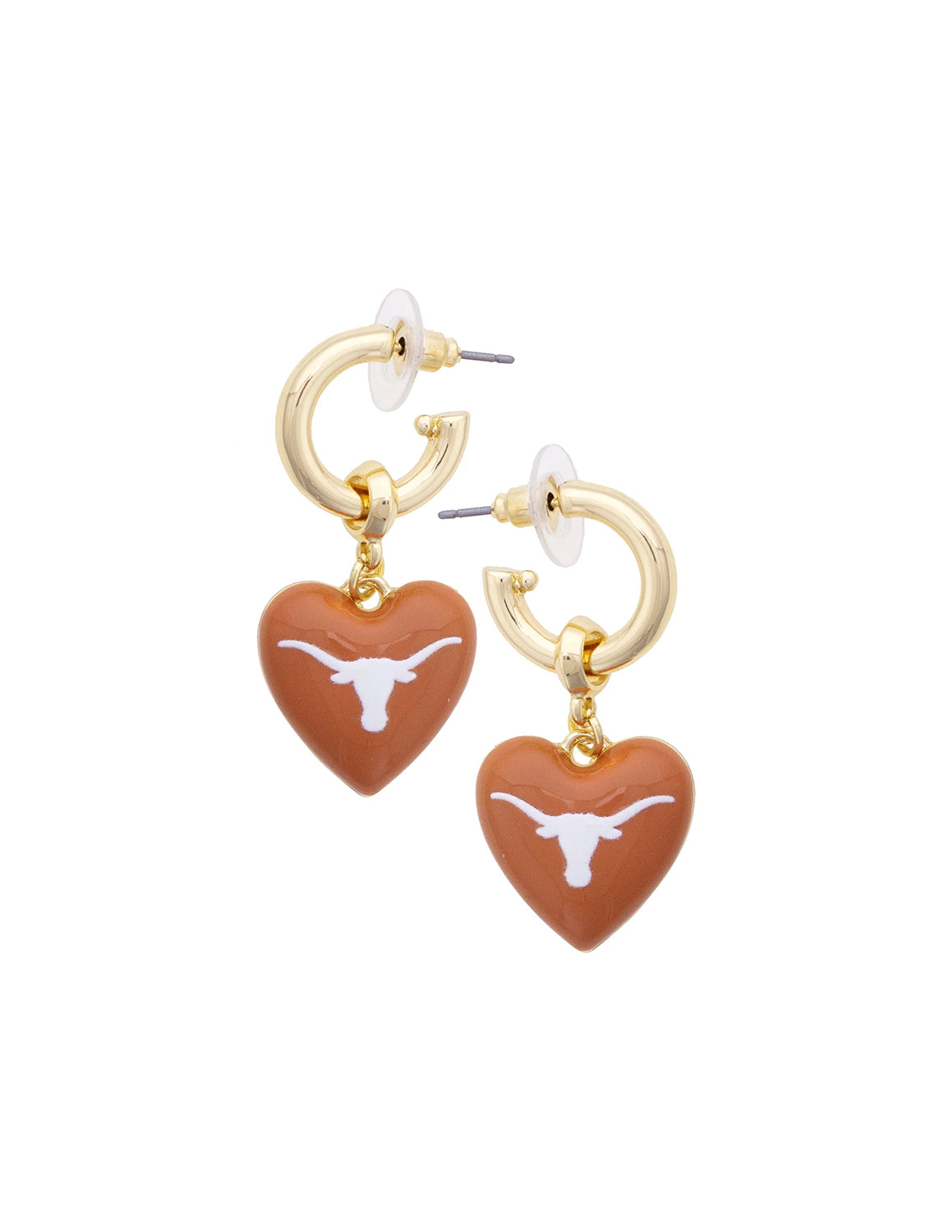 UT Longhorns Heart Drop Earrings