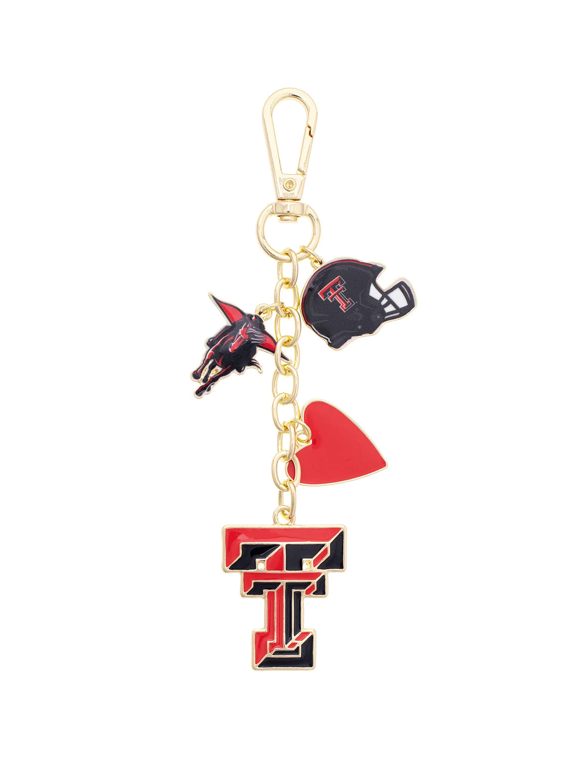 TTU Heart Cluster Bag Charm