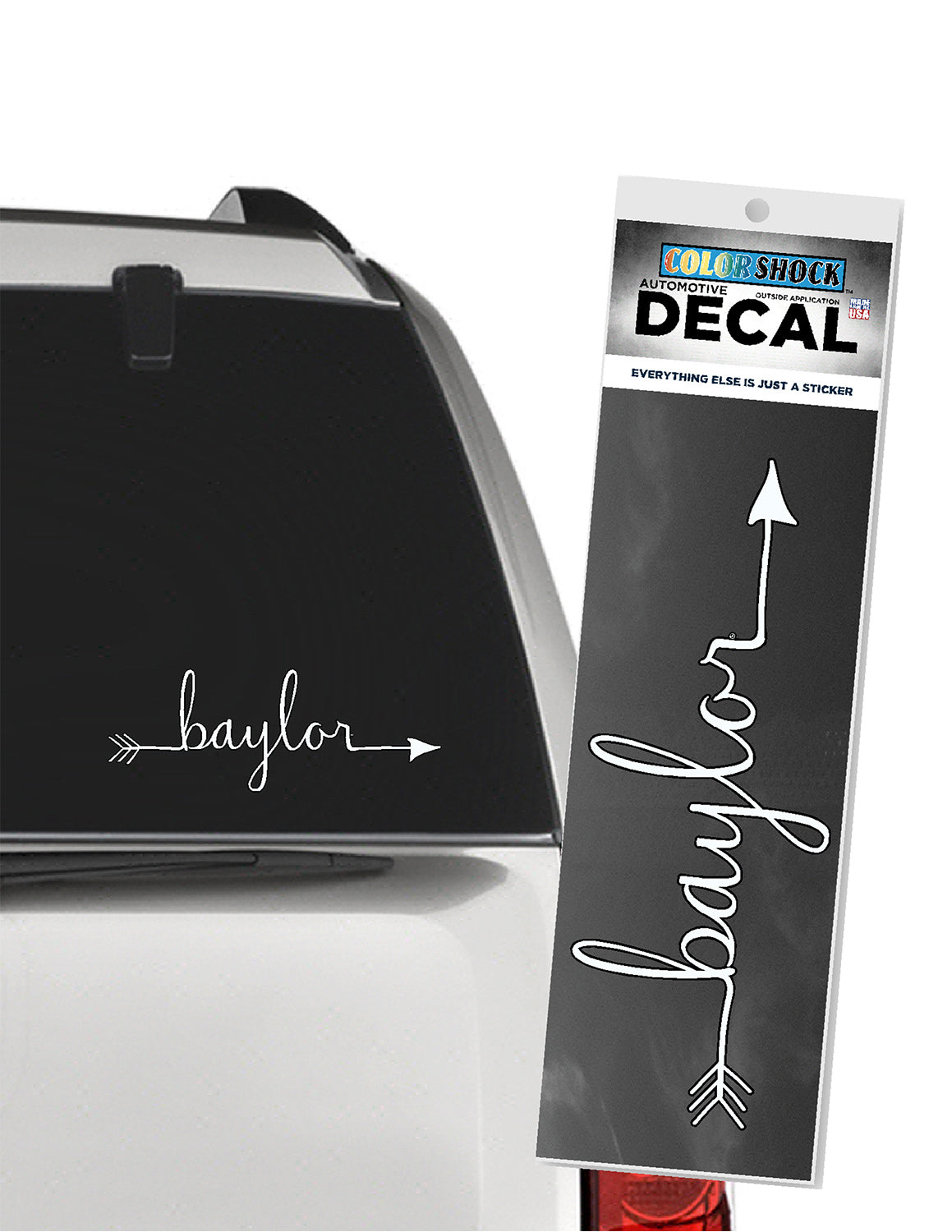 Baylor Cursive Arrow Car Decal