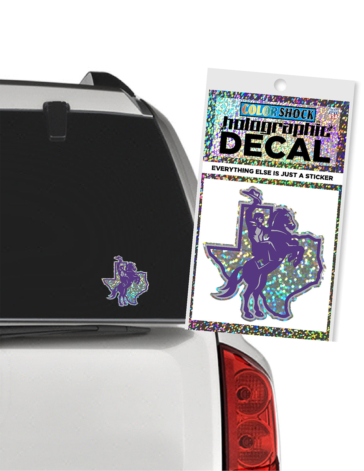 TSU Holographic Texan Rider Car Decal