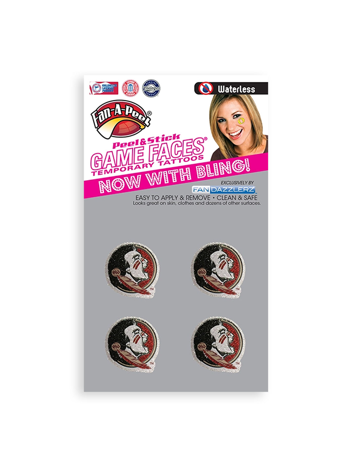 FSU Glitter Game Face Tattoo