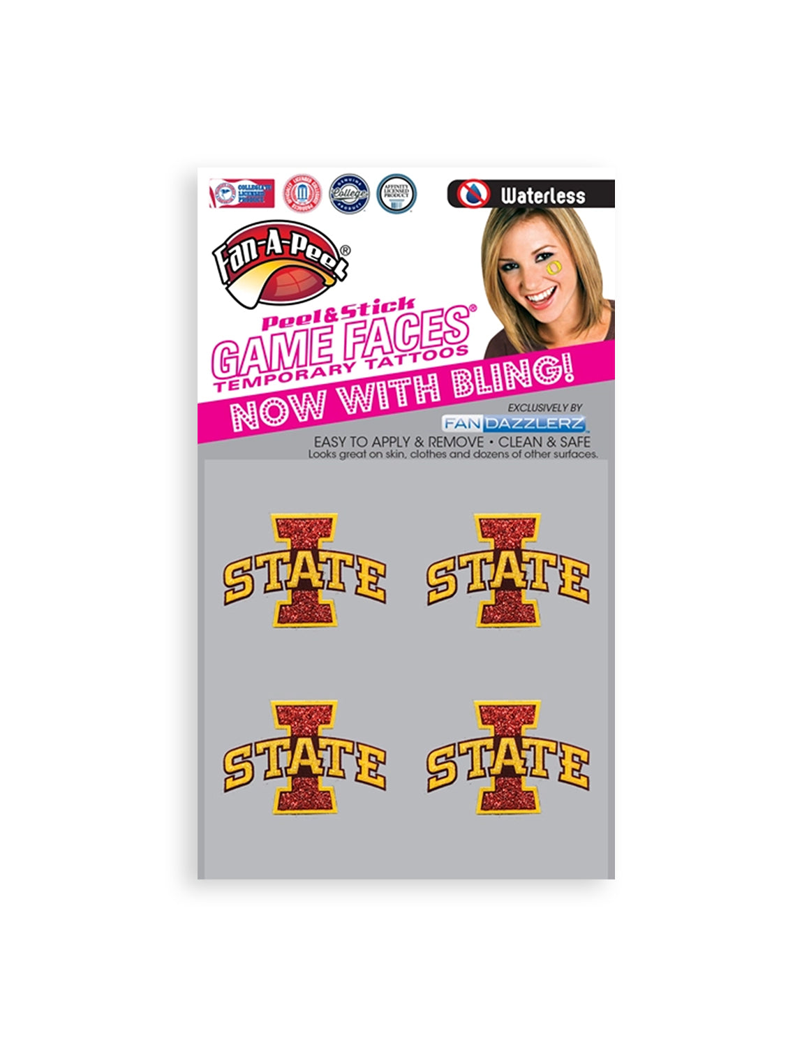 ISU Glitter Game Face Tattoo