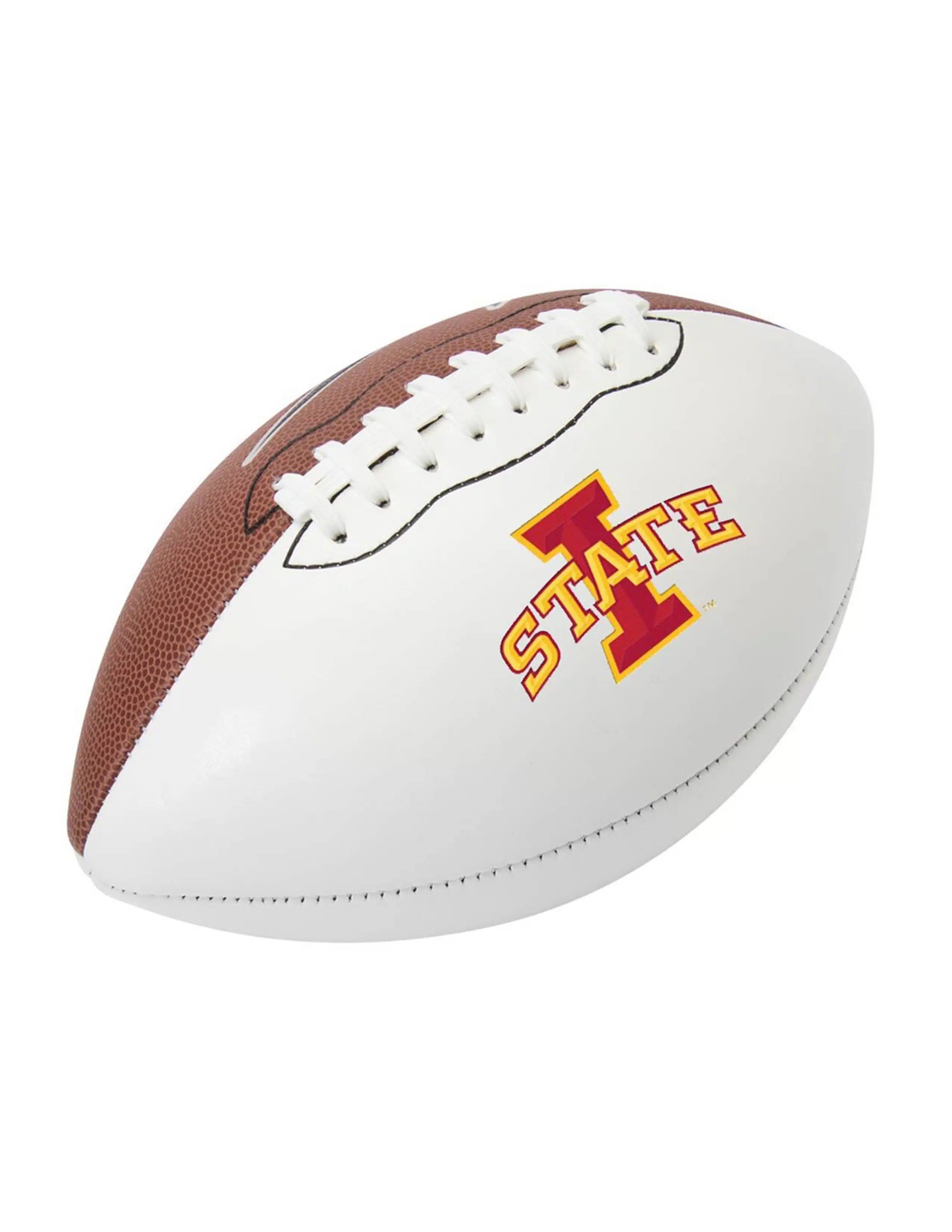 Football with Iowa State logo on a white background