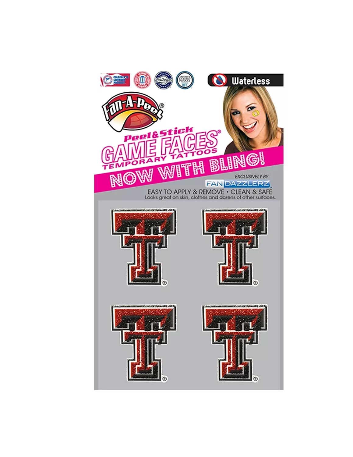 TTU Glitter Game Face Tattoo