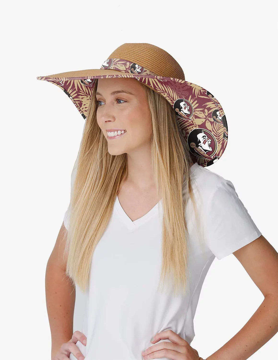 FSU Floral Straw Hat