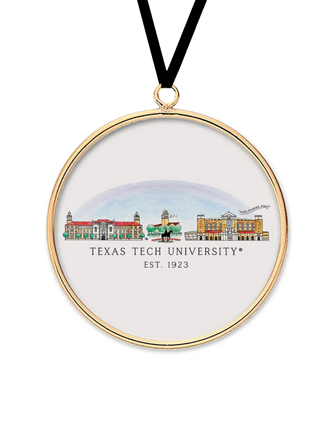 TTU Skyline Glass Ornament