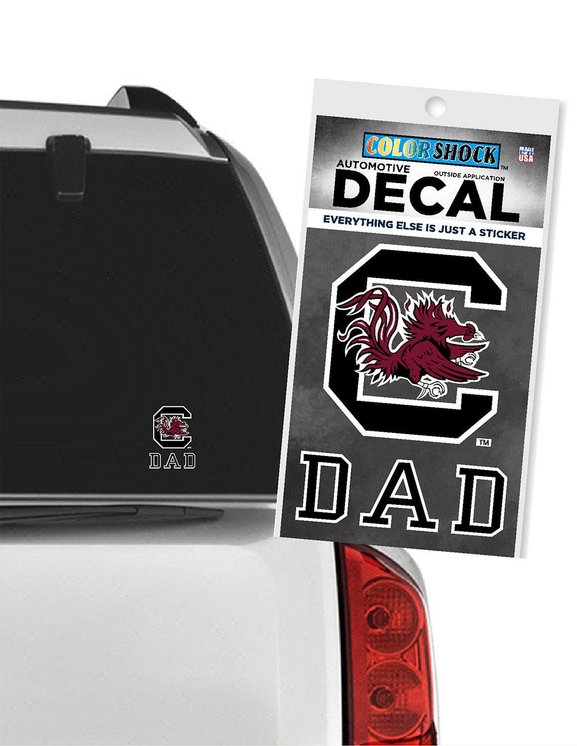 USC Gamecock Logo Over Dad Car Decal