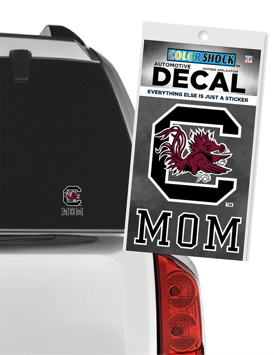 USC Gamecock Logo Over Mom Car Decal