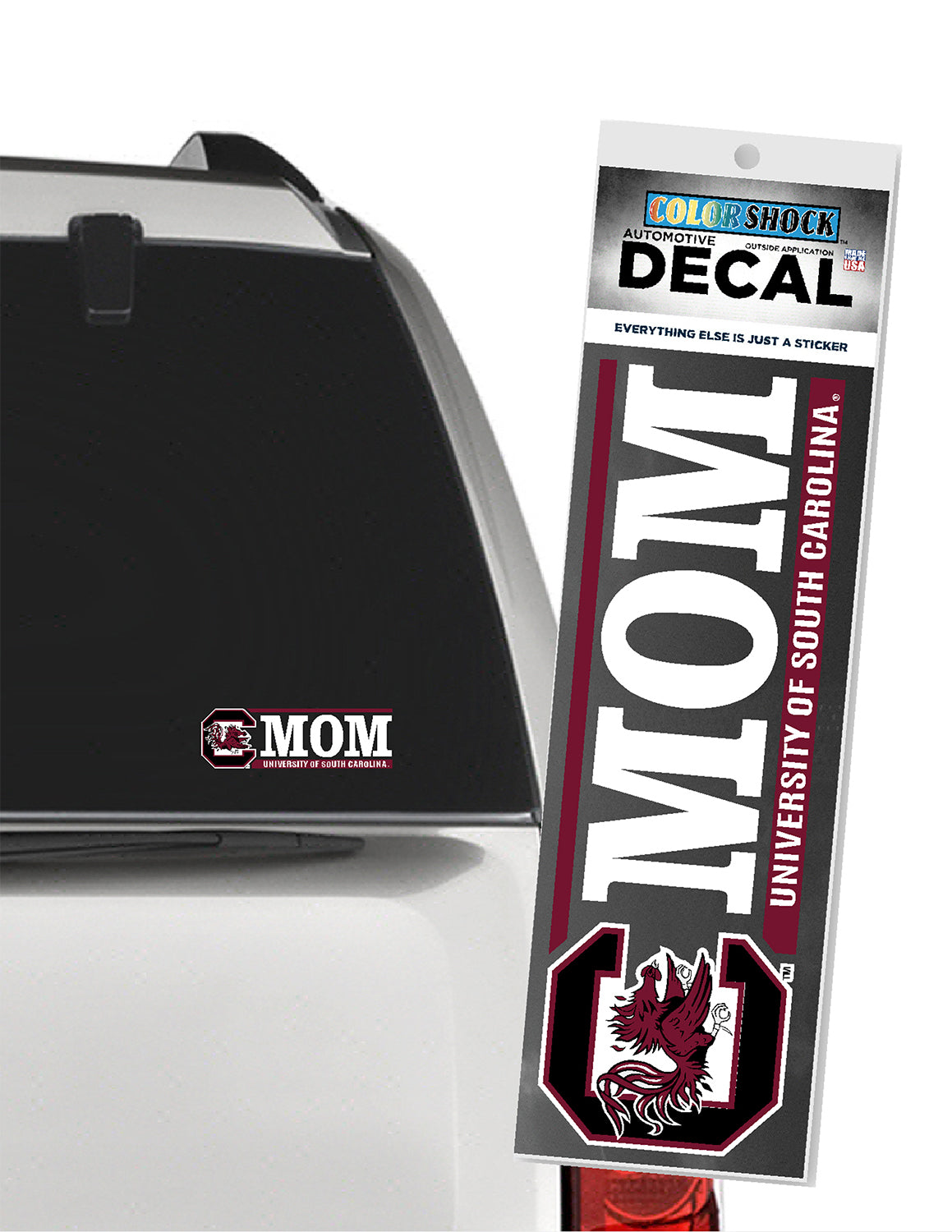USC Logo Next To Mom Over USC Car Decal