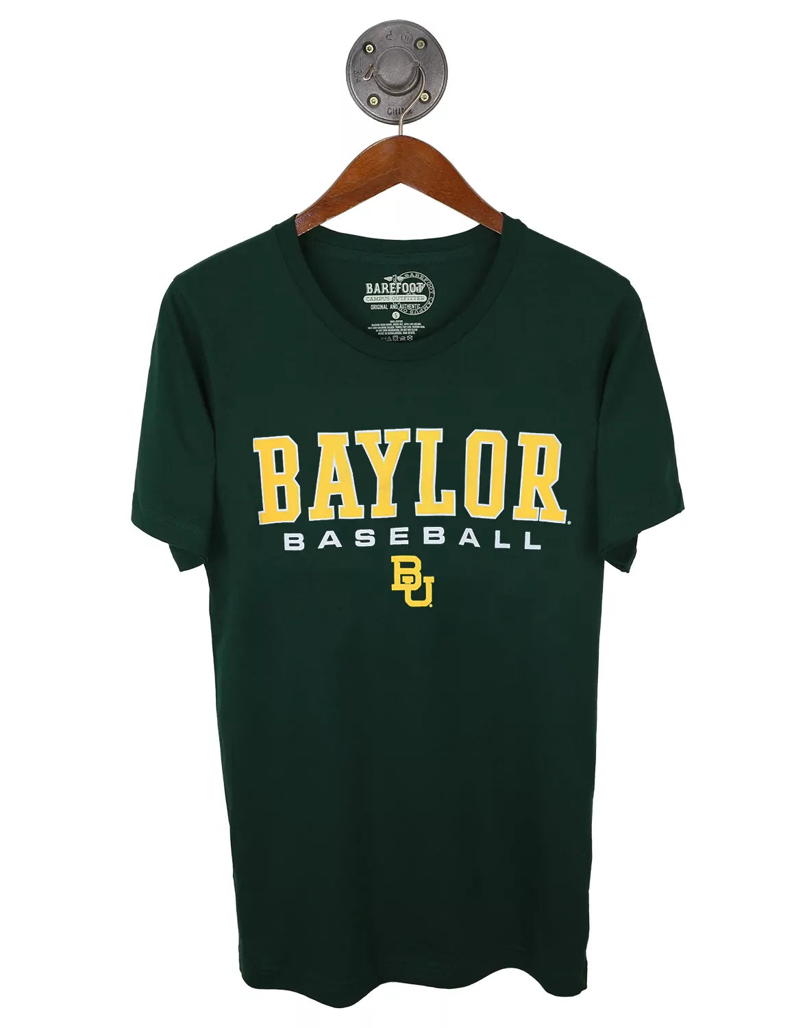 Black Baylor University unisex t-shirt that features gold and white "Baylor Baseball" lettering with a BU logo underneath.