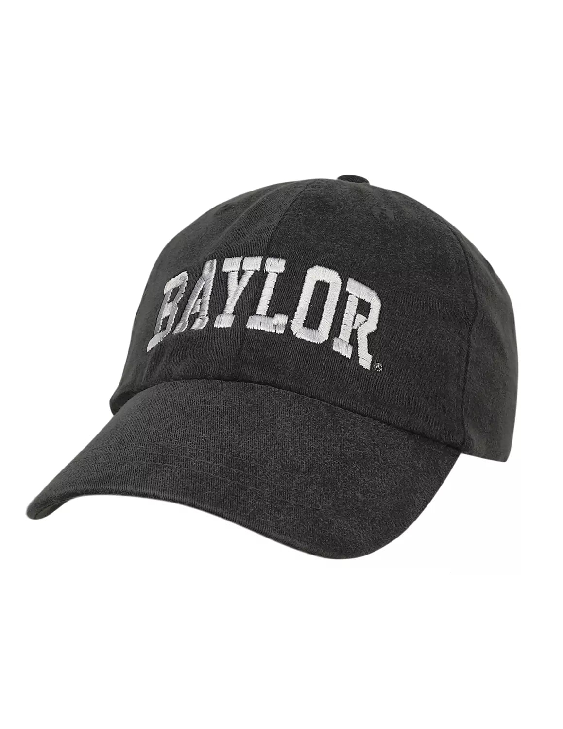 Black Baylor University adjustable hat with white stitching. 
