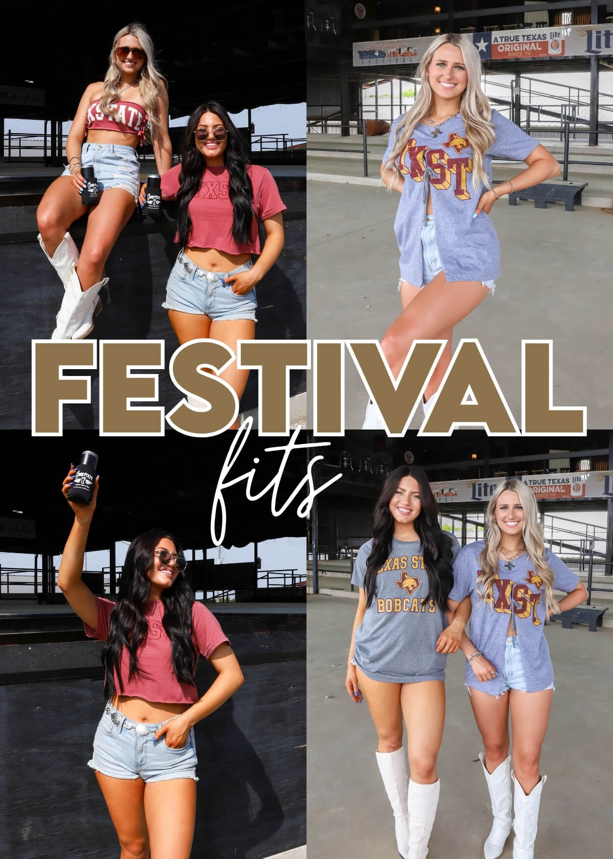 girls wearing Texas State t-shirts at a music festival
