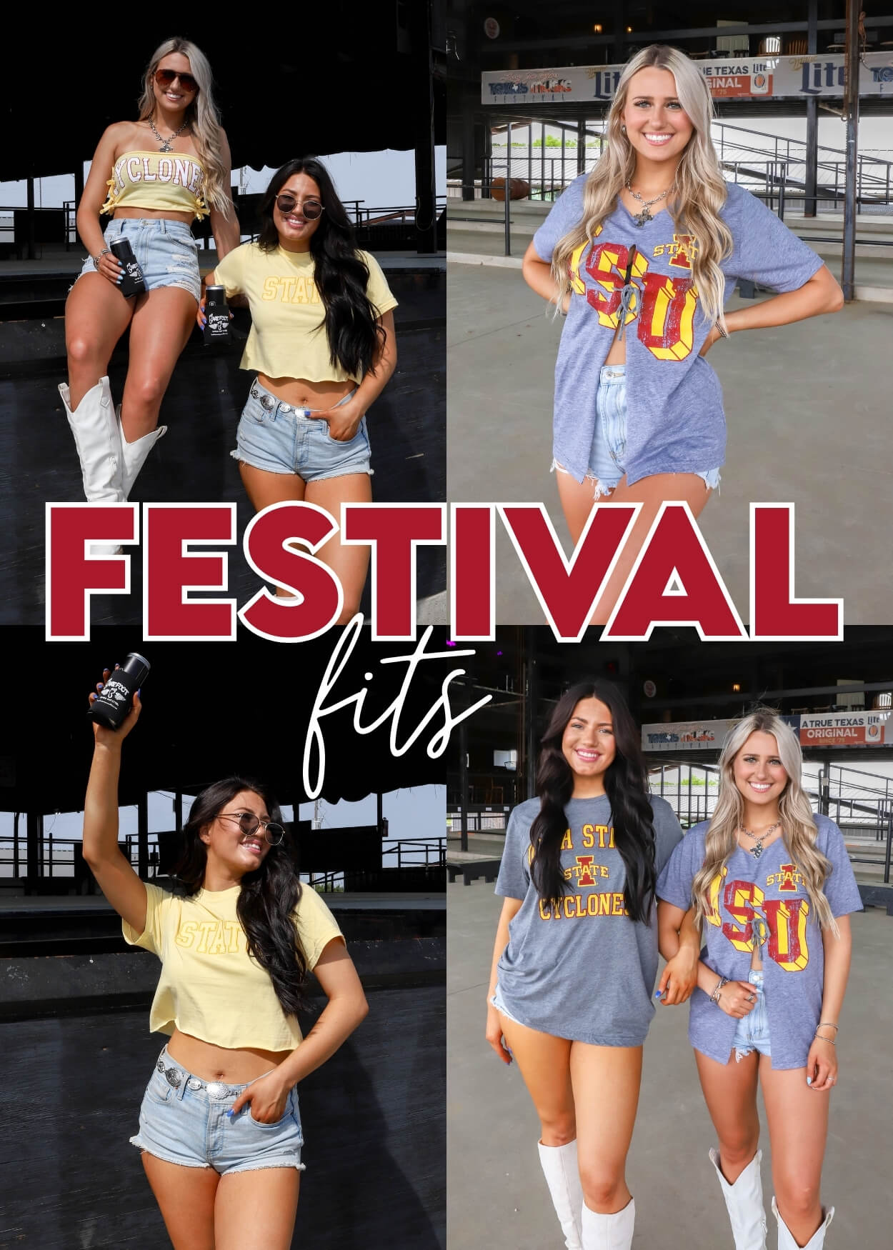 girls wearing Iowa State t-shirts at a music festival