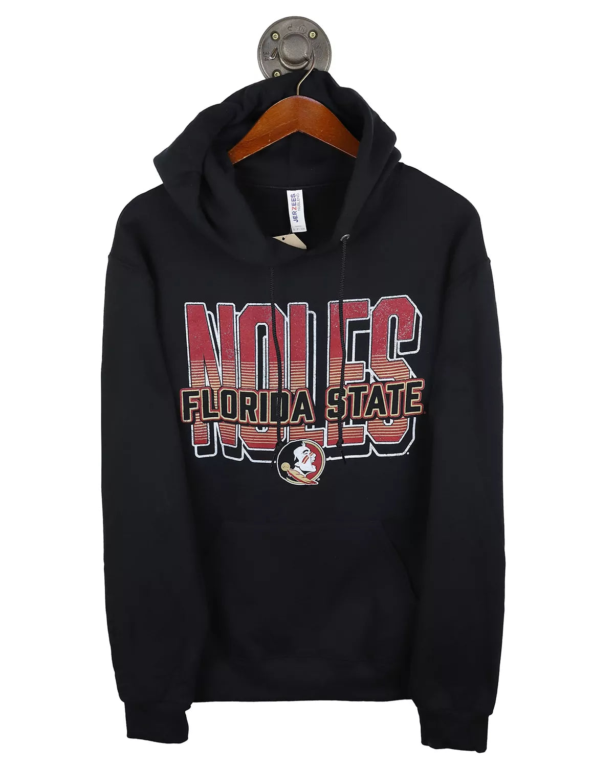Black unisex Florida State University hoodie that features gold, garnet, and white lettering. 