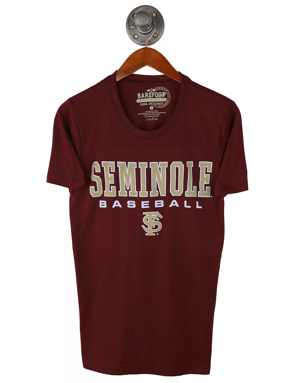 Heather Cardinal Florida State University unisex t-shirt featuring "Seminole baseball" text with a FSU logo below. 