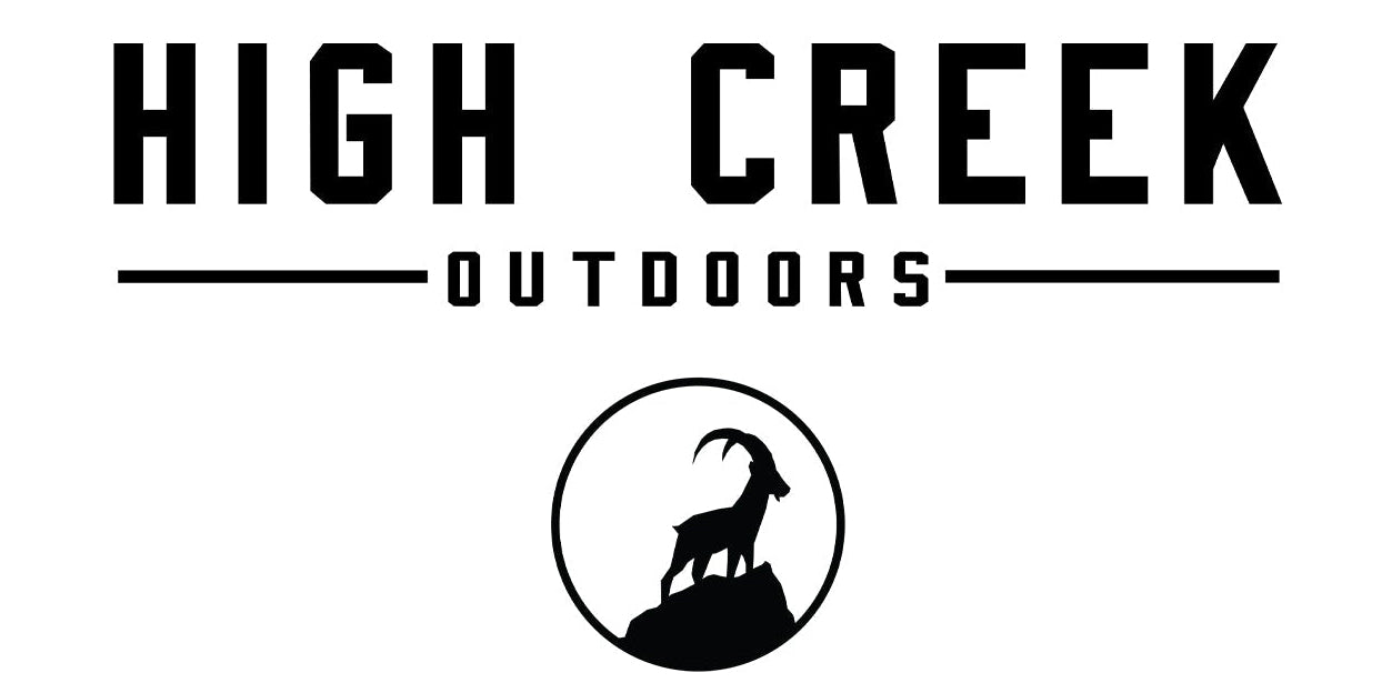High Creek Outdoors logo with an Ibex silhouette on a white background
