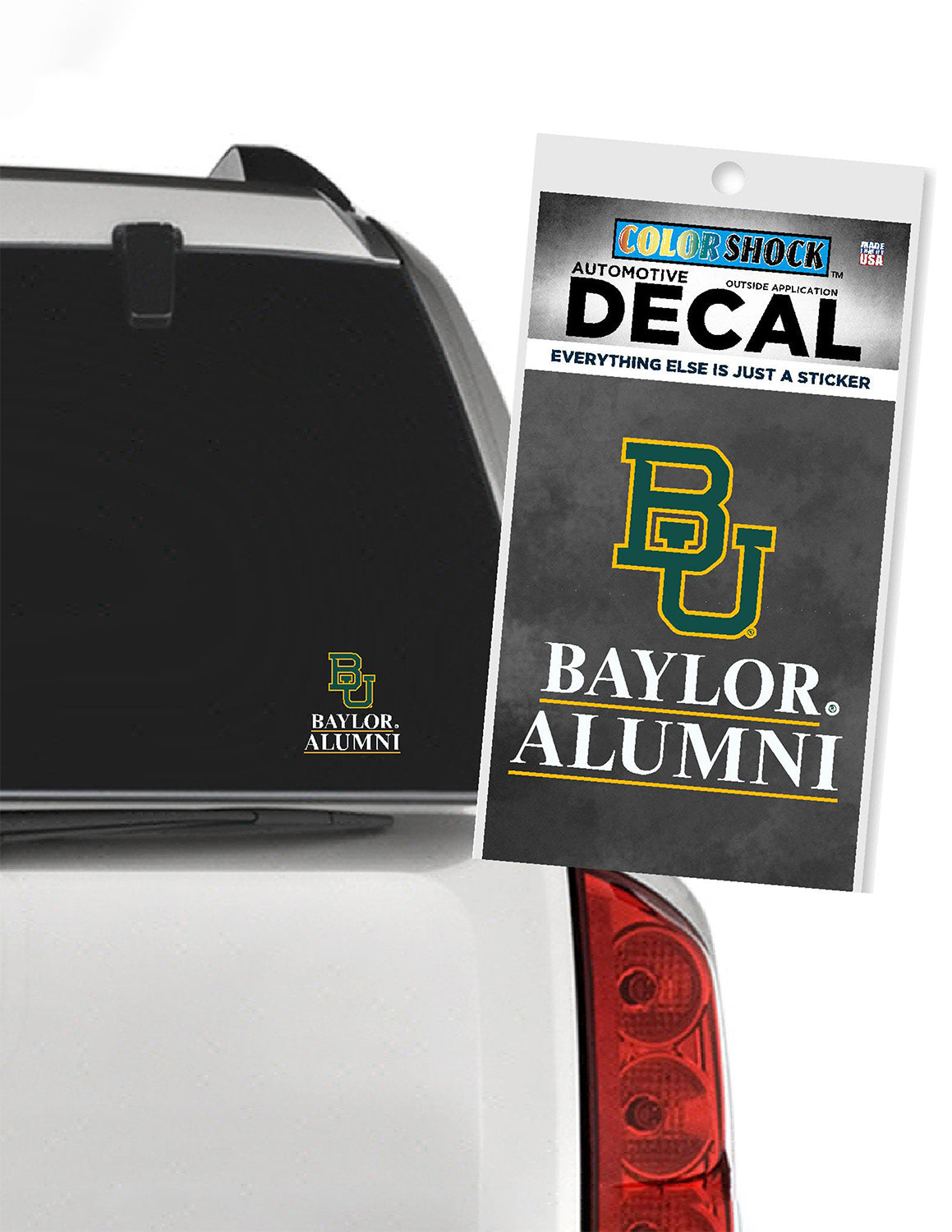 BU Logo Over Baylor Alumni Car Decal
