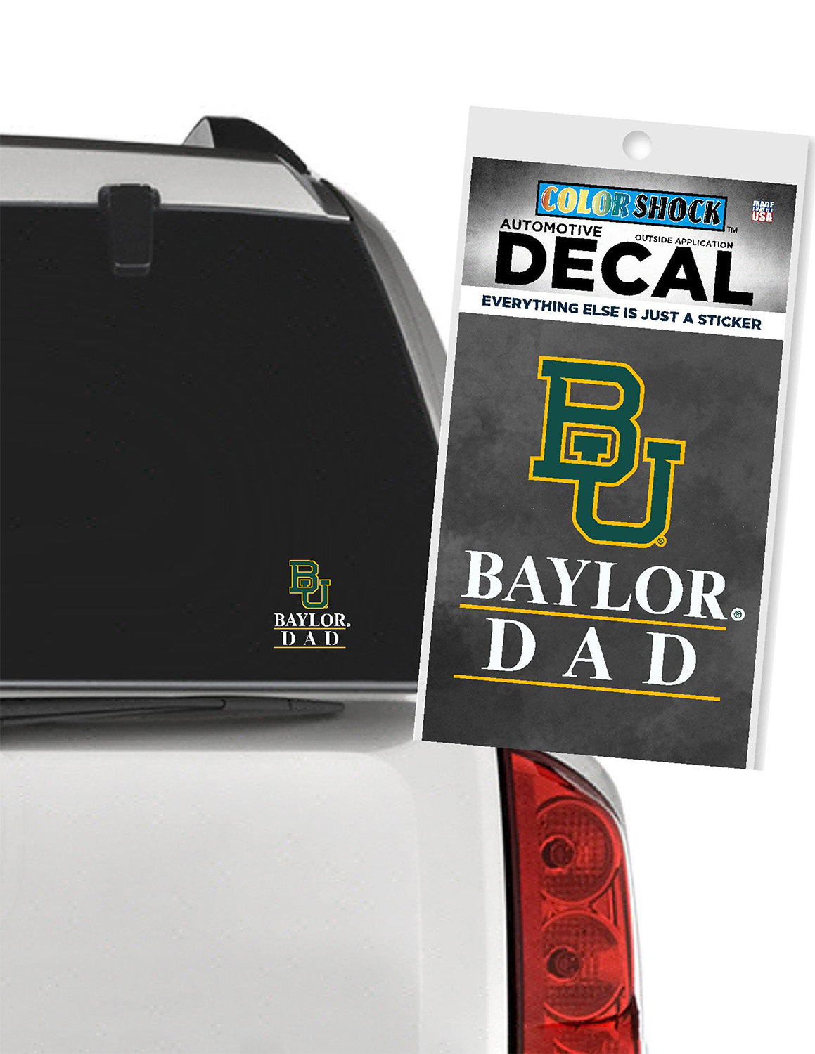 BU Logo Over Baylor Dad Car Decal