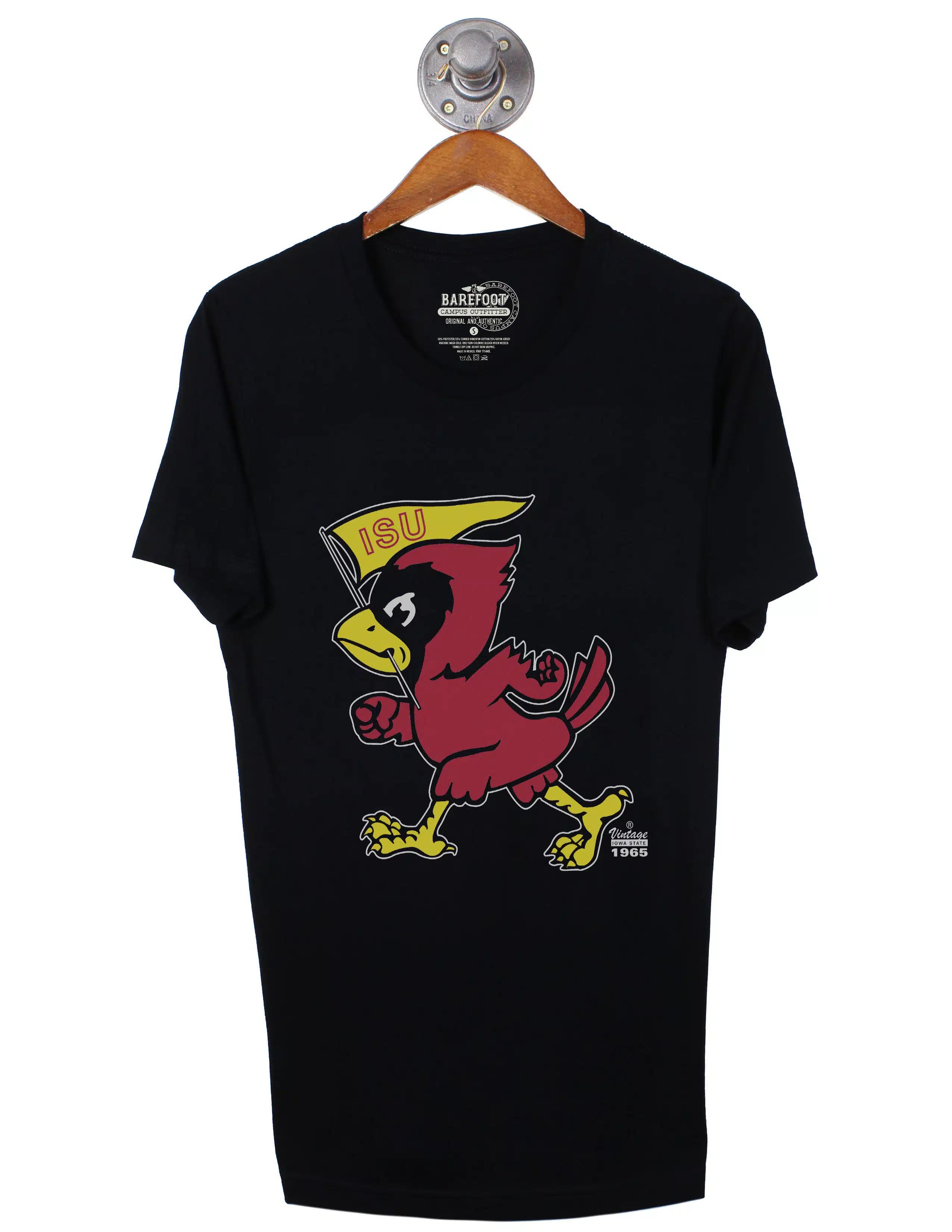Black Iowa State University unisex t-shirt with the ISU Mascot logo on the front. 
