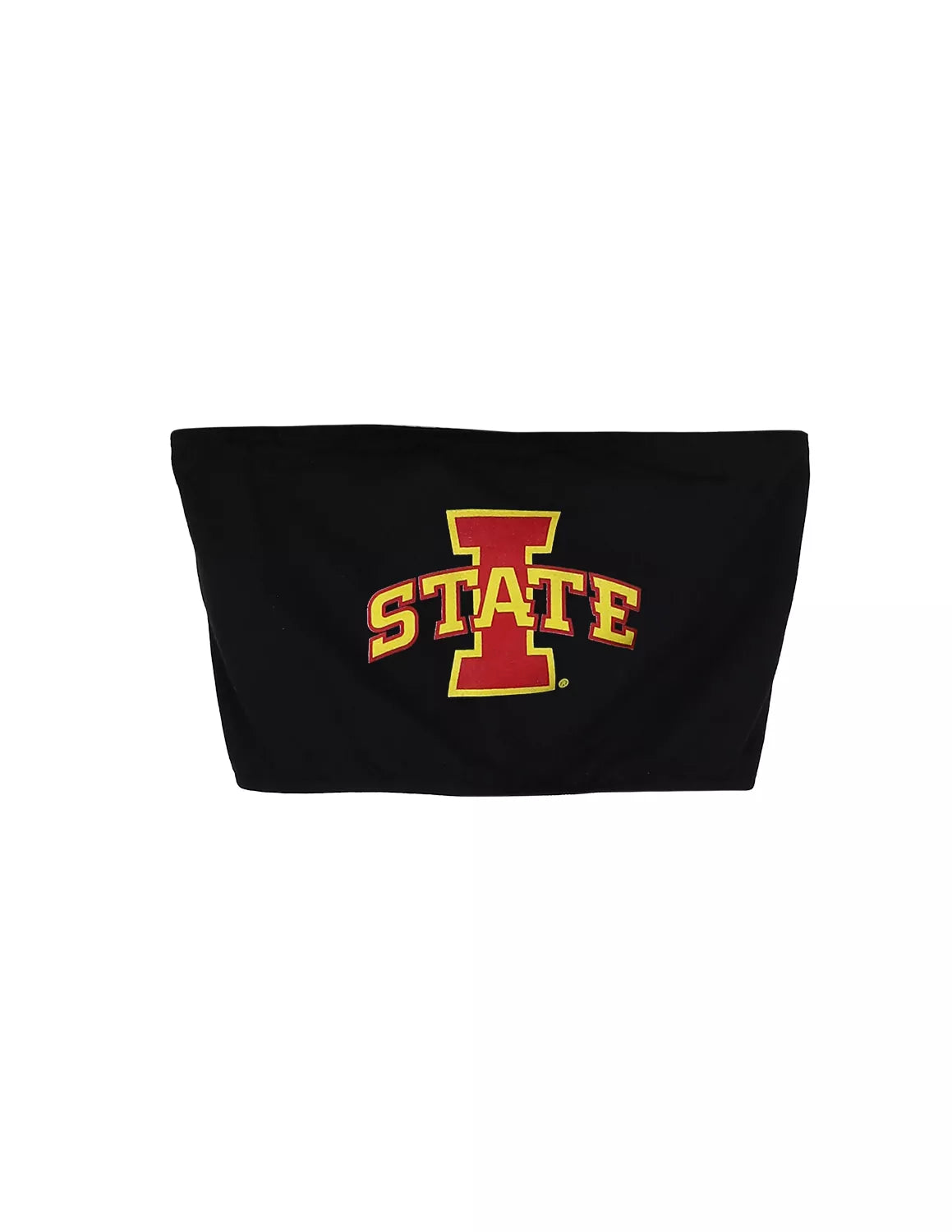 Black Iowa State University ladies tube top that features an Iowa State logo on the front. 