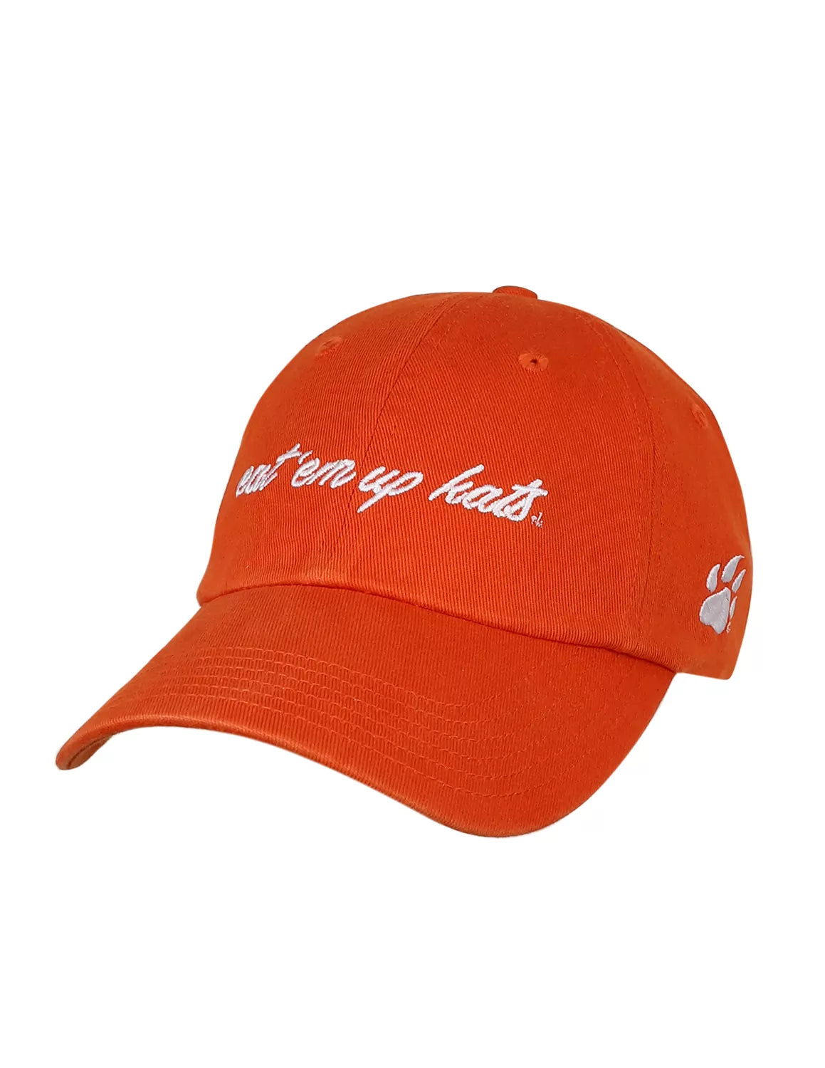 Orange Sam Houston State University hat with white stitching on the front. 