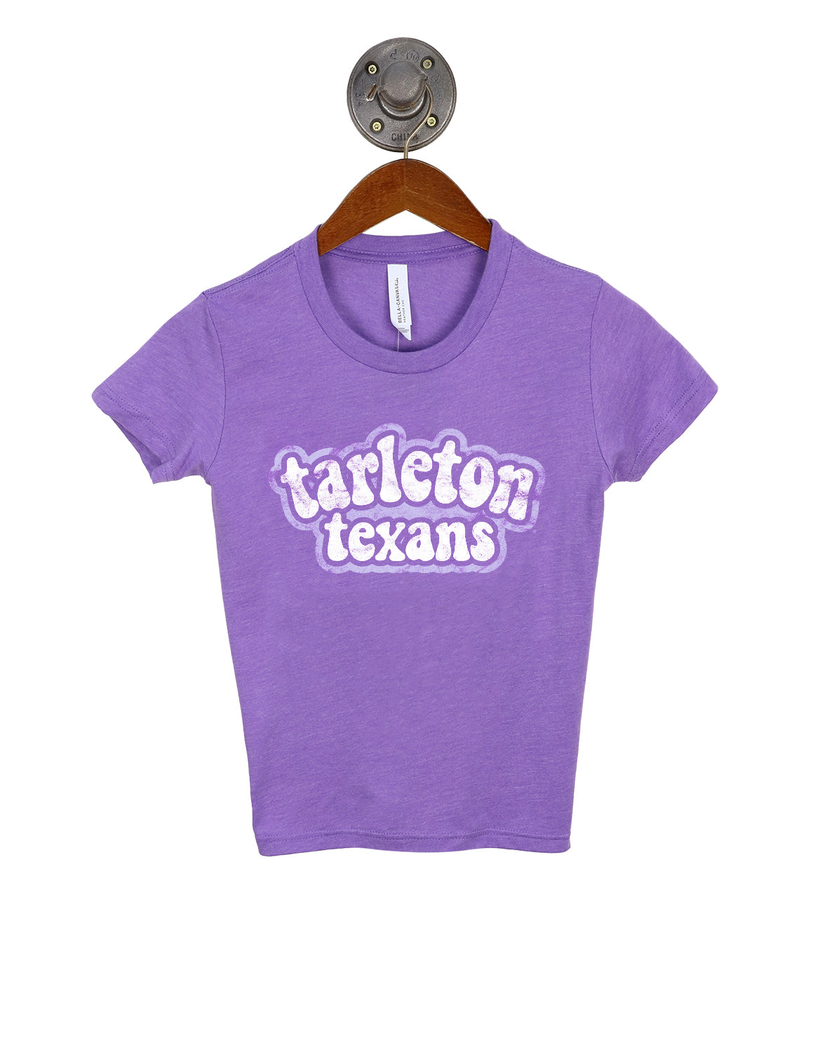 Purple Tarleton State University youth t-shirt with white lettering. 