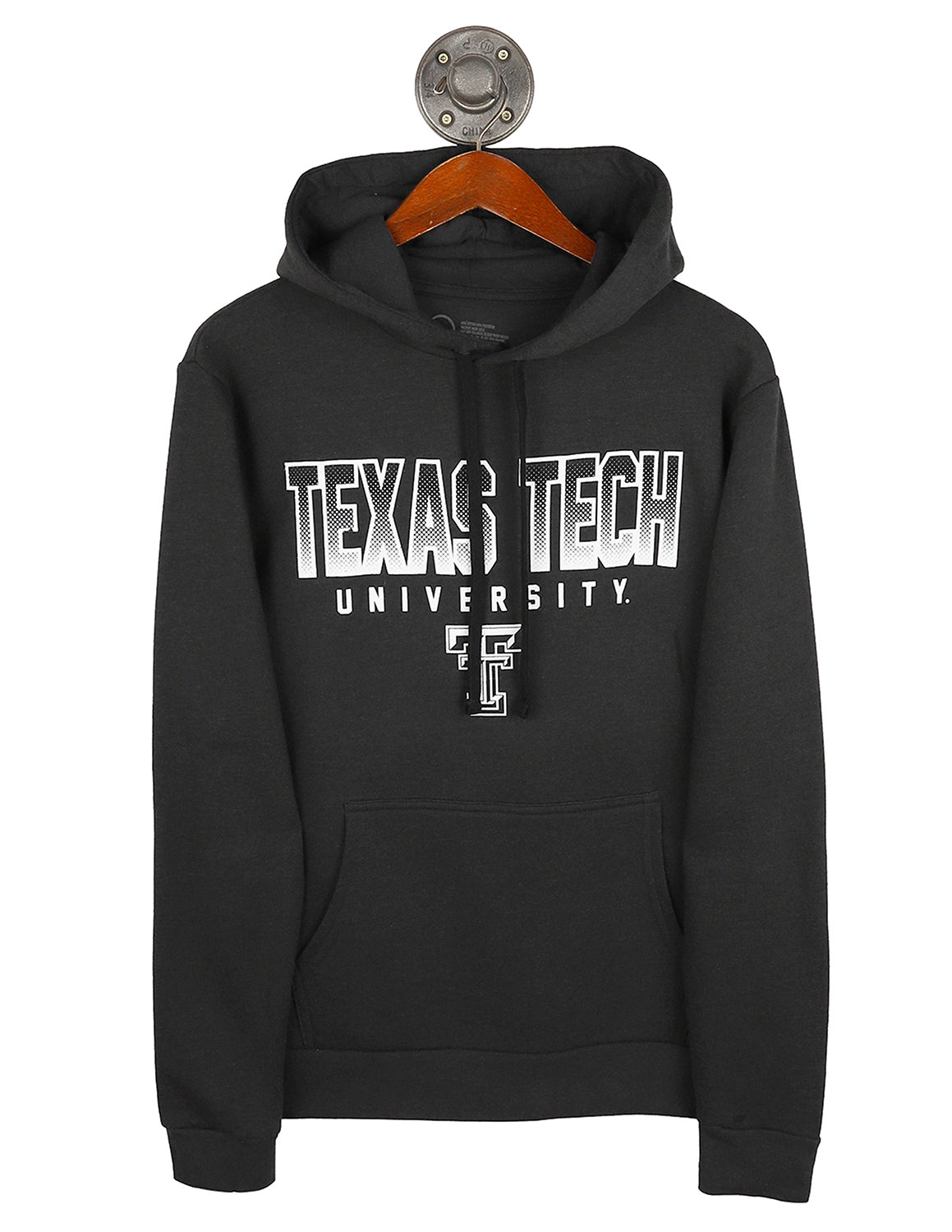 Black Texas Tech University unisex hoodie that features white lettering and a white Texas Tech logo underneath. 