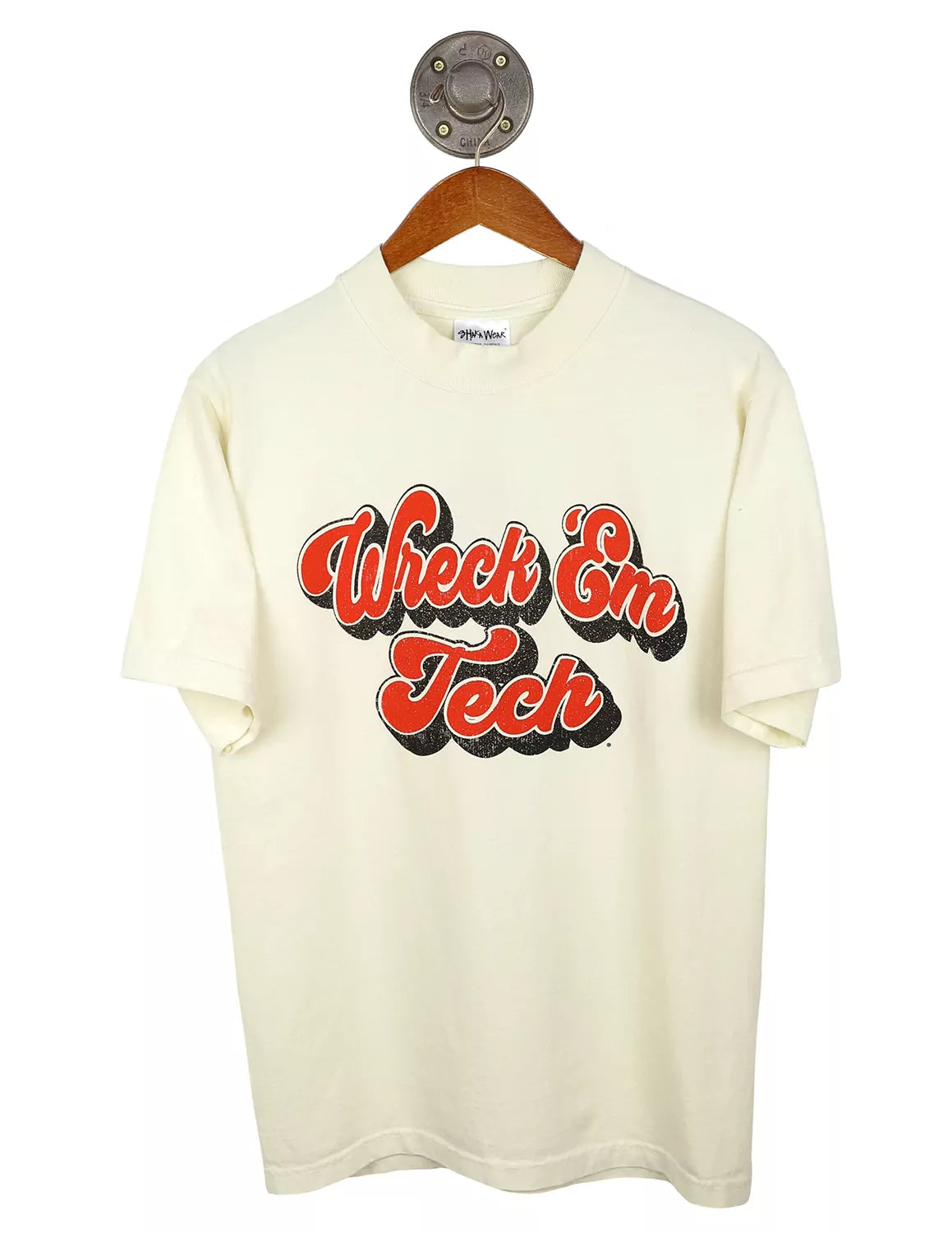 Cream Texas Tech University unisex heavyweight oversized t-shirt with black and red lettering. 