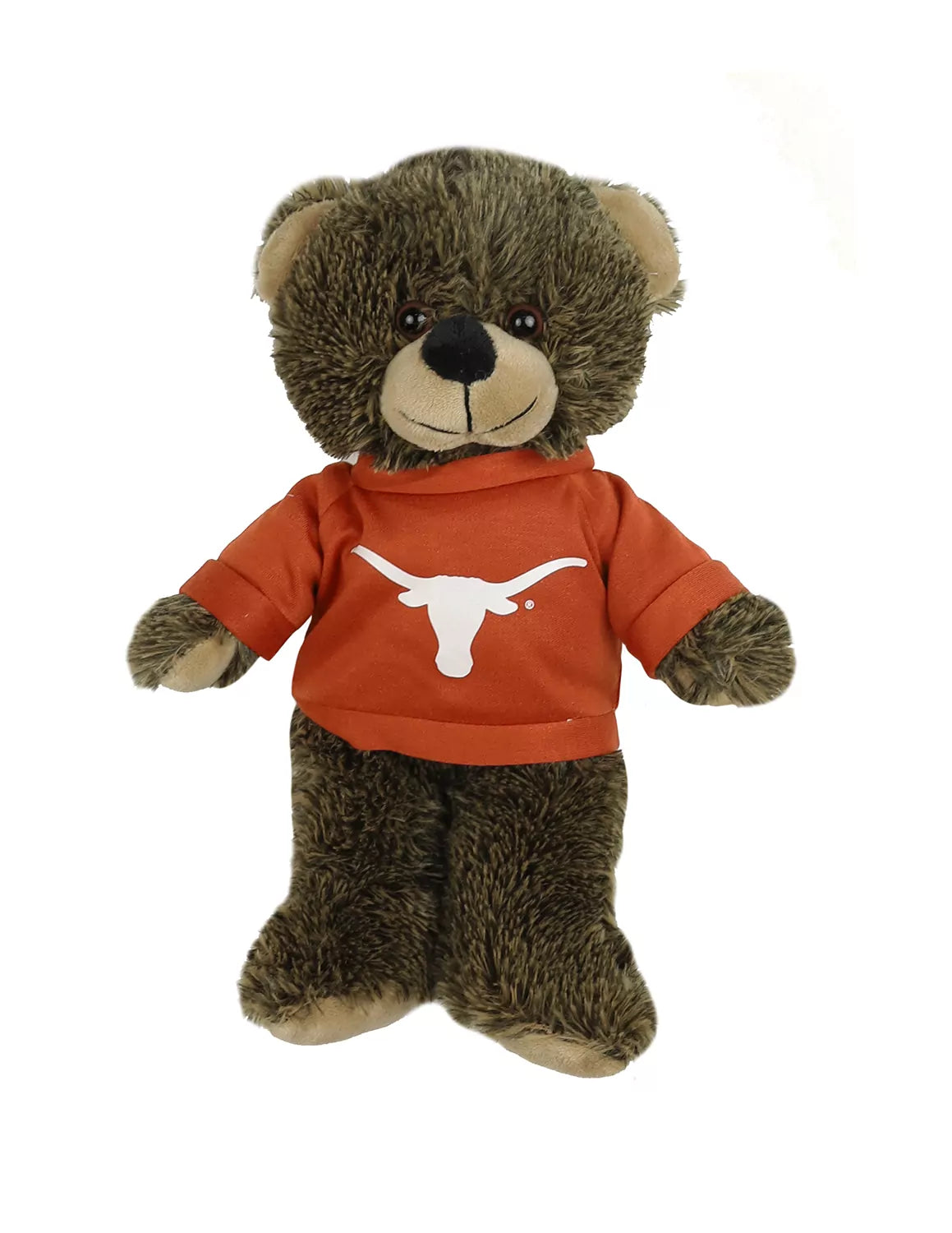 Brown University of Texas at Austin 14" teddy bear plush that is wearing a burnt orange shirt with a UT logo. 