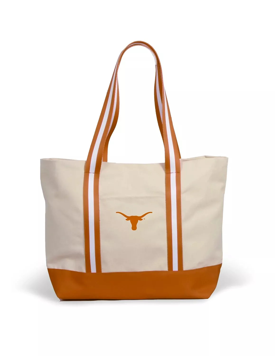 Canvas University of Texas at Austin boat tote that features a Longhorns logo on the front in burnt orange 