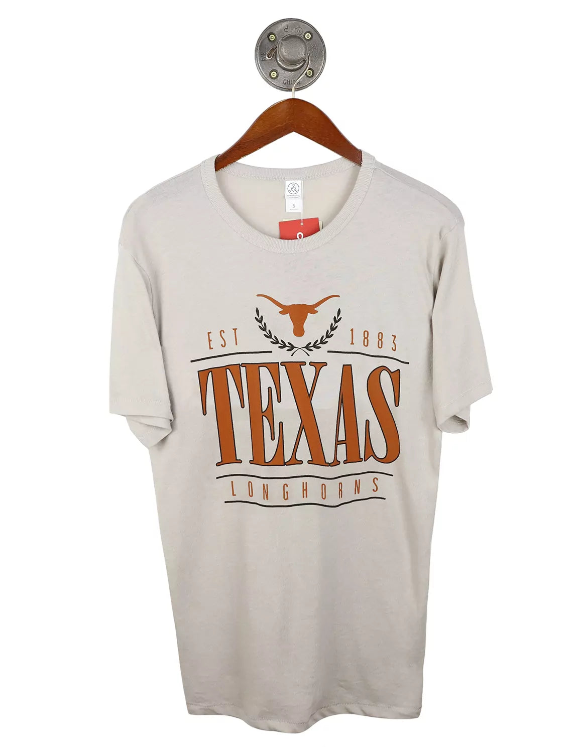 Oatmeal University of Texas at Austin unisex t-shirt with black and orange Texas lettering. 
